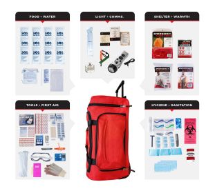 1 Person Comfort Survival Kit, Rolling Bag