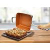 6 Quart XL Nonstick Copper Deep Square All in One 6 Qt Casserole Chef's Pan & Stock Pot- 4 Piece Set, Includes Frying Basket and Steamer Tray