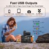 Flashfish 560W Portable Power Station;  520Wh/140400mAh Solar Generator Backup Power with 2x110V/560W AC Outlets;  5xDC Output and 4xUSB Outputs;  Lit