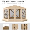 Outsunny 12' x 12' Hexagon Screen House, Pop Up Tent Portable Gazebo Canopy Shelter with Mesh Netting Walls, Carry Bag and Shaded Interior, Beige